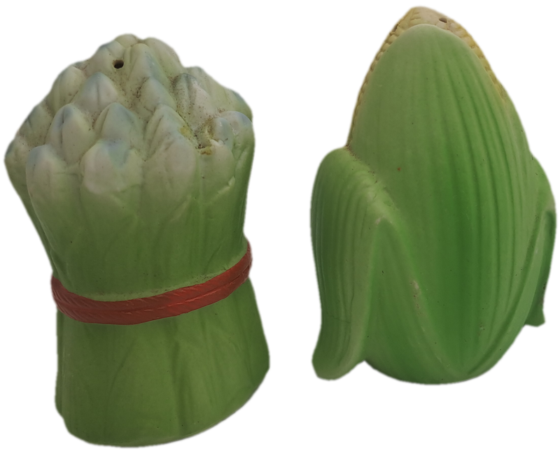 Vintage Corn and Asparagus vegetable Salt and Pepper Shakers set