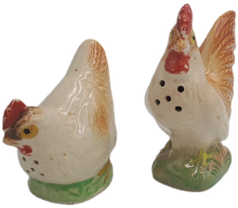Vintage 1940's Occupied Japan Rooster and Hen Salt and Pepper Shaker set