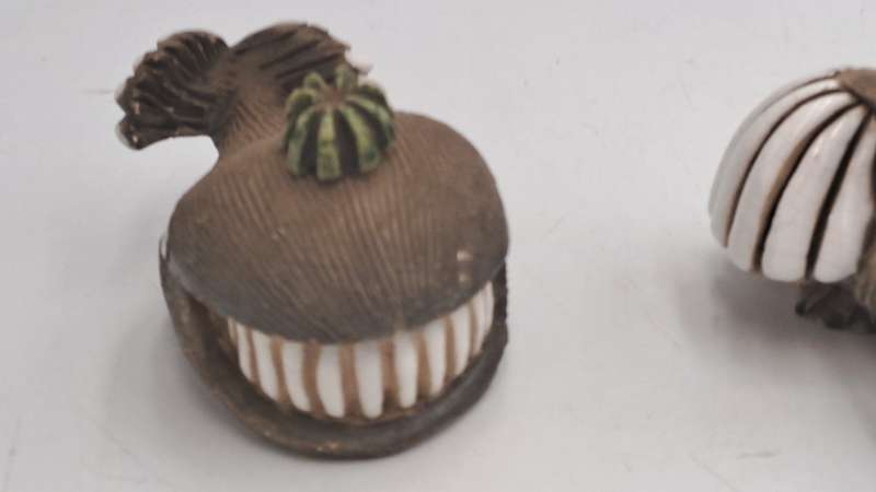 2 Vintage Artesania Rinconada Collectable Smiling Whale and Pelican Ceramic Figurines -Uruguay