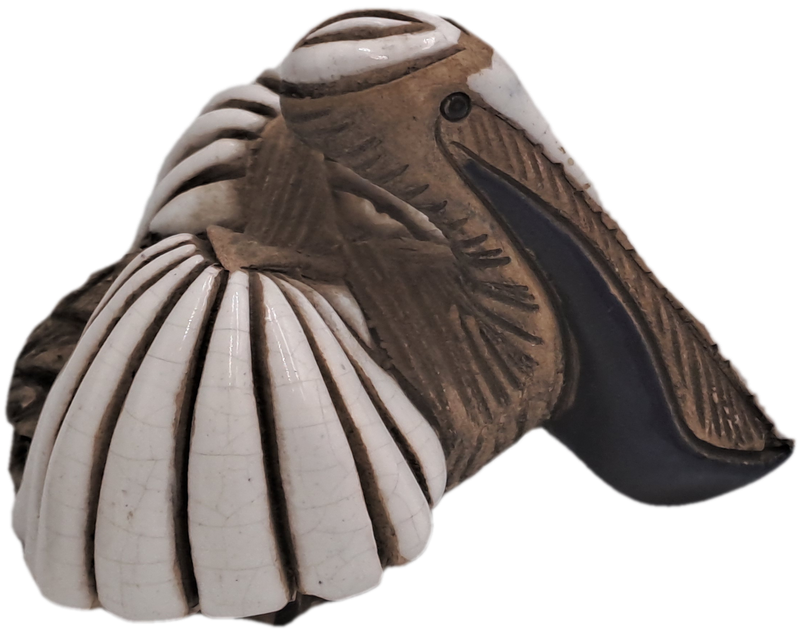 2 Vintage Artesania Rinconada Collectable Smiling Whale and Pelican Ceramic Figurines -Uruguay