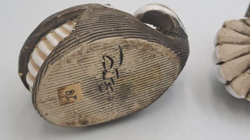 2 Vintage Artesania Rinconada Collectable Smiling Whale and Pelican Ceramic Figurines -Uruguay