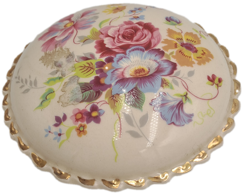 Vintage Floral Porcelain Pomander (container of aromatic substances)
