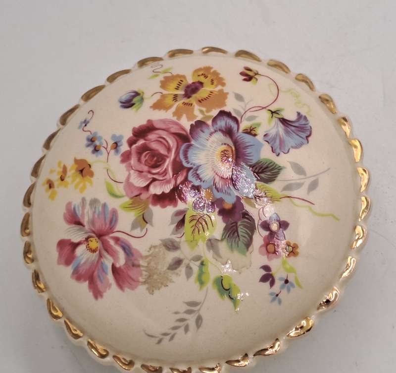 Vintage Floral Porcelain Pomander (container of aromatic substances)