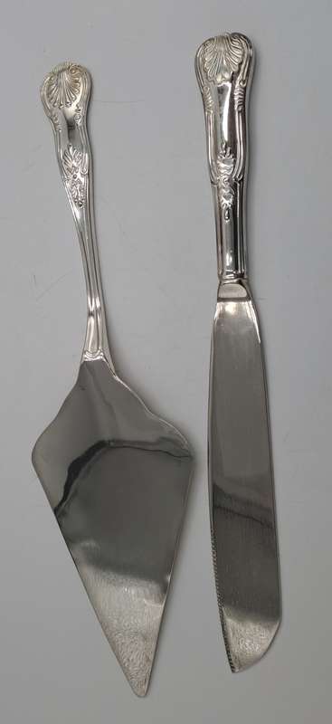 Silver Plated Cake Knife and Server set -Kings Pattern- Boxed