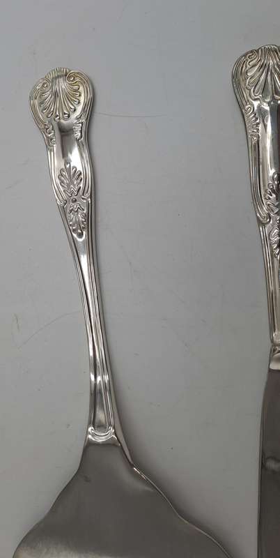 Silver Plated Cake Knife and Server set -Kings Pattern- Boxed