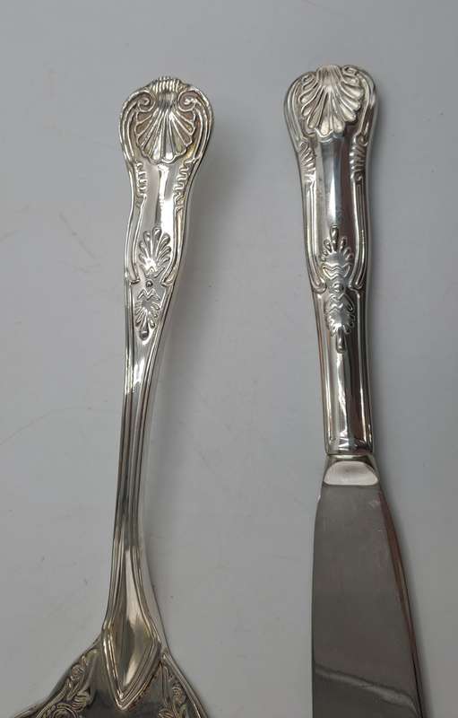 Silver Plated Cake Knife and Server set -Kings Pattern- Boxed