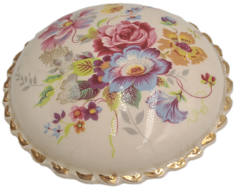 Vintage Floral Porcelain Pomander (container of aromatic substances)