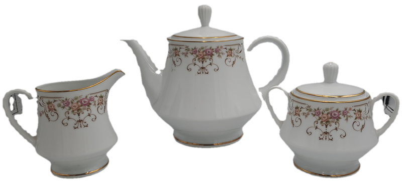 23 pc Vintage RC Japan Noritake "Roseyard" 470 -Tea set(6 Trios ,teapot creamer and Sugar bowl)