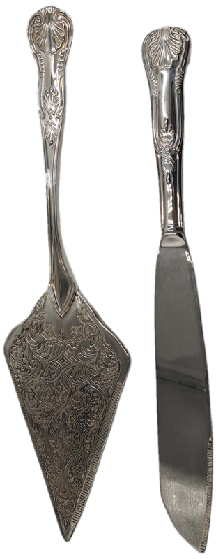Silver Plated Cake Knife and Server set -Kings Pattern- Boxed