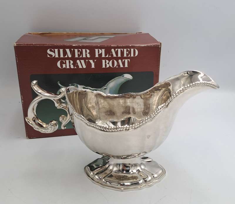 Vintage Silver-Plated Gravy Boat -Boxed