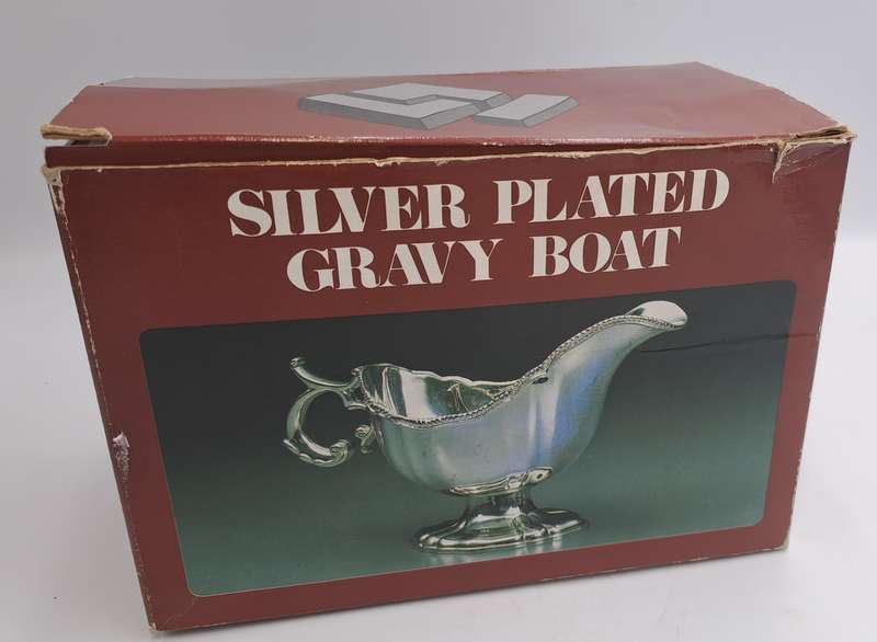 Vintage Silver-Plated Gravy Boat -Boxed