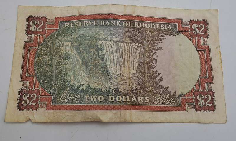 Rhodesia 1979 2 Dollars Circulated - Bird Watermark