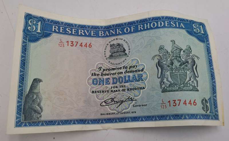Rhodesia 1979 1 Dollars Circulated - Bird Watermark