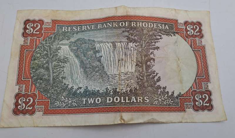 Rhodesia 1979 2 Dollars Circulated - Bird Watermark