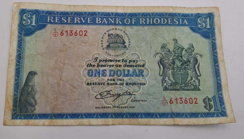 Rhodesia 1979 1 Dollars Circulated - Bird Watermark