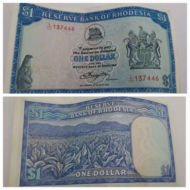 Rhodesia 1979 1 Dollars Circulated - Bird Watermark