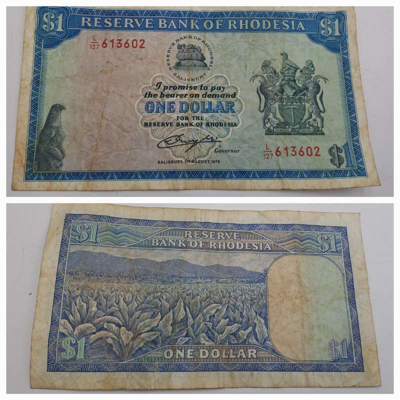 Rhodesia 1979 1 Dollars Circulated - Bird Watermark
