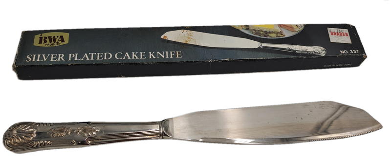 Vintage BWA Silver Plated Cake Knife-Kings Pattern -Boxed