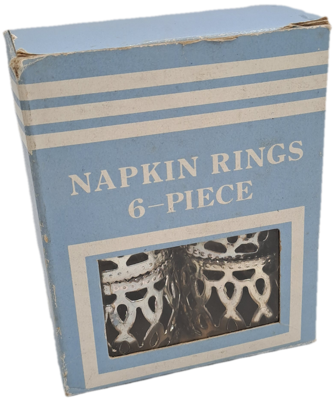 6 Silver plated Napkin rings -Boxed