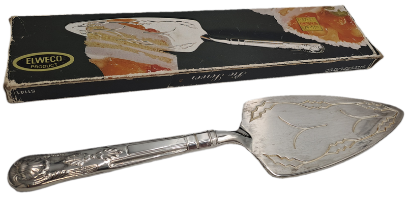 Vintage Elweco Silver plated Pie Server -Boxed -Kings Pattern