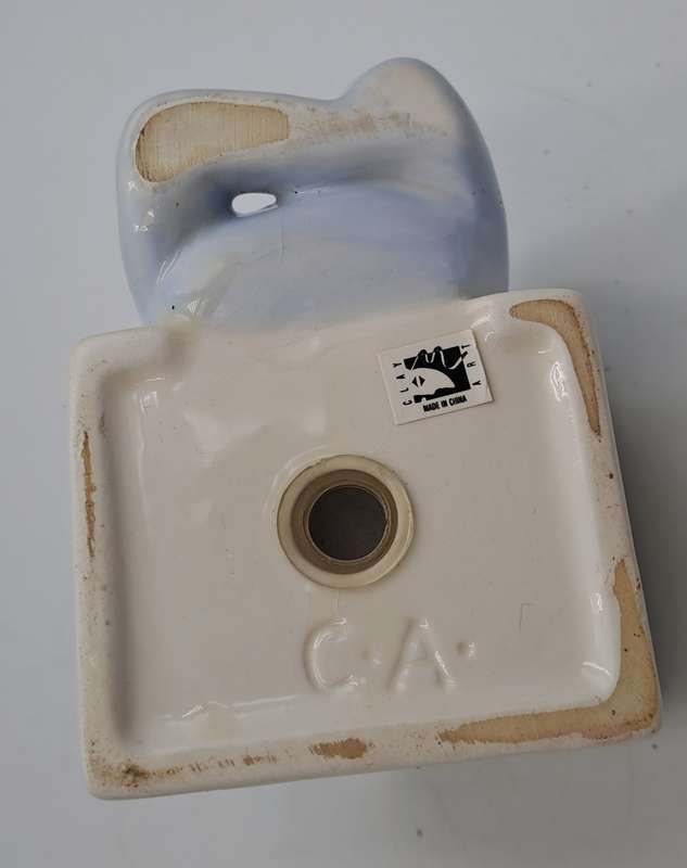 Vintage Clay Art Scale and Man In The Doghouse Salt and Pepper Shaker set
