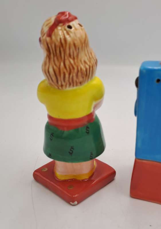 Vintage Omnibus OCI -Woman and Slot Machine Salt and Pepper Shakers -Made in the philippines