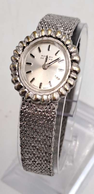 Vintage Swiss Made Rotary De Luxe Ladies Mechanical Watch-Working