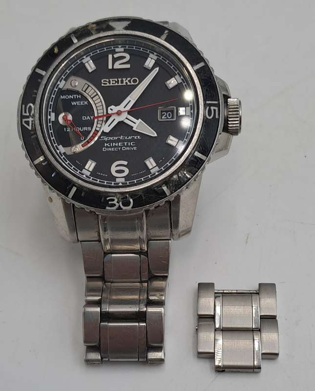 Pre-owned 2014 Seiko Sportura SRG017 Kinetic Direct Drive Mens watch -Working -see condition