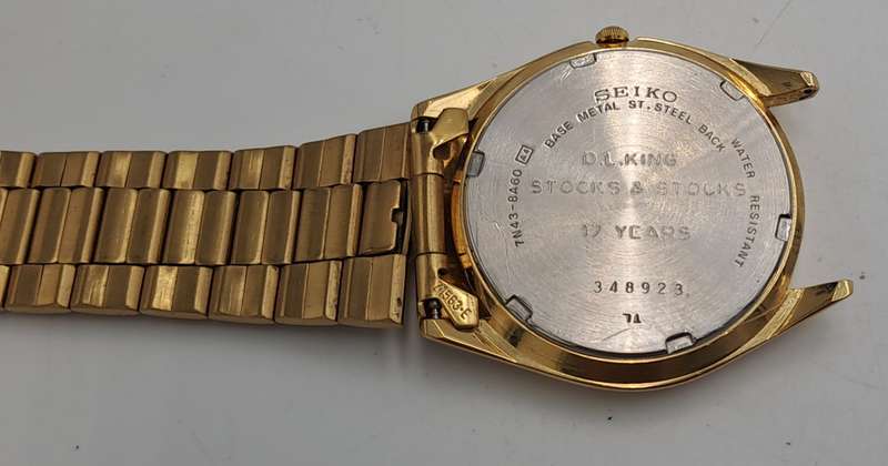 Vintage Pre-Owned Men's Seiko 7N43 Quartz Gold Plated Day-Date watch -Excellent Condition