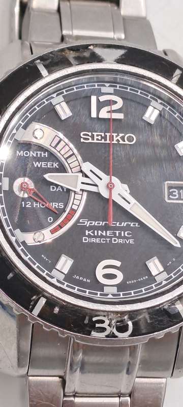 Pre-owned 2014 Seiko Sportura SRG017 Kinetic Direct Drive Mens watch -Working -see condition