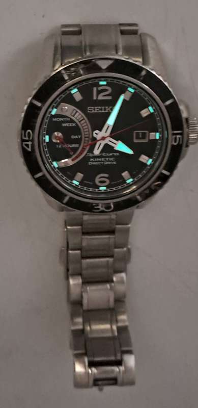 Pre-owned 2014 Seiko Sportura SRG017 Kinetic Direct Drive Mens watch -Working -see condition
