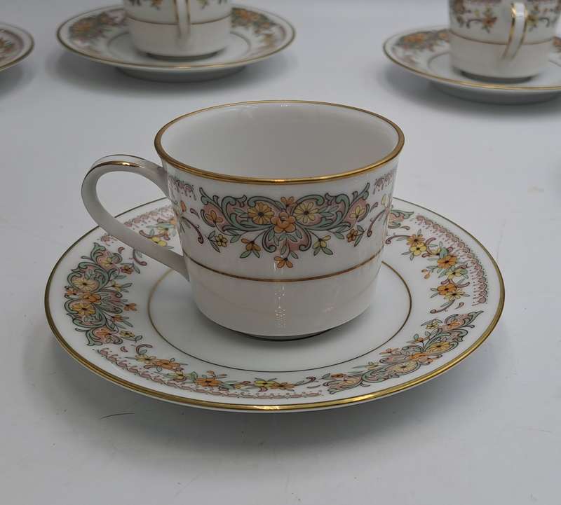 12pc Vintage 1975-1982 Contemporary Noritake 6 Demitasse CLARA 2687  cup and Saucer sets-Sri-Lanka
