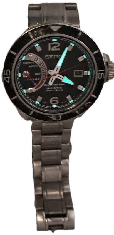 Pre-owned 2014 Seiko Sportura SRG017 Kinetic Direct Drive Mens watch -Working -see condition