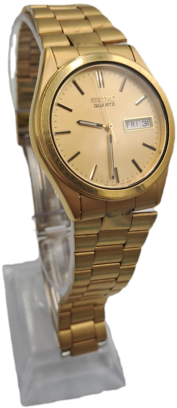 Vintage Pre-Owned Men's Seiko 7N43 Quartz Gold Plated Day-Date watch -Excellent Condition