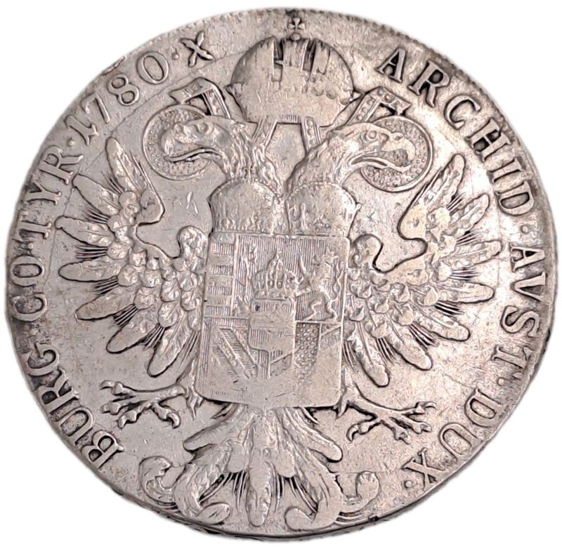1780  Austrian Empire (SILVER .833)  1 Thaler - Maria Theresia Vienna -(243 year old Coin)