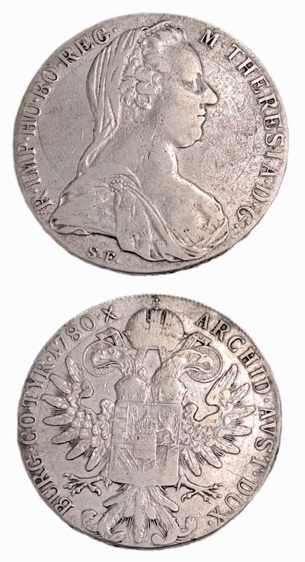 1780  Austrian Empire (SILVER .833)  1 Thaler - Maria Theresia Vienna -(243 year old Coin)