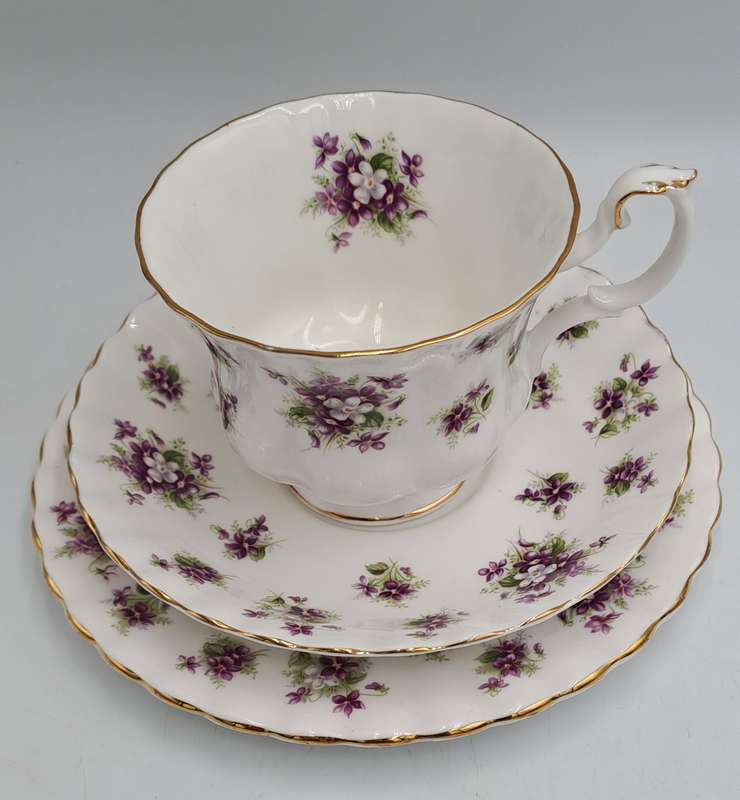 Vintage Royal Albert SWEET VIOLETS Tea Trio Bone China (12 Available) Excellent Condition
