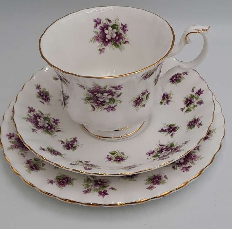Vintage Royal Albert SWEET VIOLETS Tea Trio Bone China (12 Available) Excellent Condition