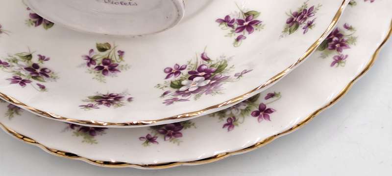 Vintage Royal Albert SWEET VIOLETS Tea Trio Bone China (12 Available) Excellent Condition