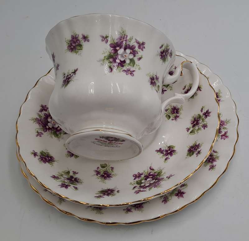 Vintage Royal Albert SWEET VIOLETS Tea Trio Bone China (12 Available) Excellent Condition
