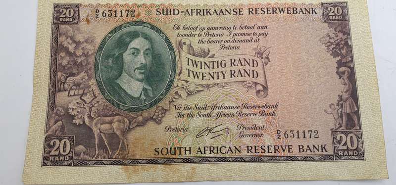 Rare 1962 South Africa  20 Rand -Afrikaans - English-G Rissik