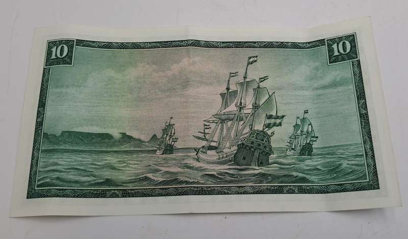 1975-1976 South Africa 10 Rand Note -Afrikaans -English TW de Jongh