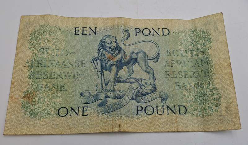 1959 South Africa  1 Pound Note -Afrikaans - English-M.H de Kock
