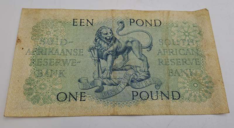 1957 South Africa  1 Pound Note -English-Afrikaans -M.H de Kock