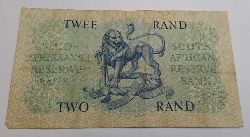 1962 South Africa  2 Rand Note Afrikaans -English -G Rissik
