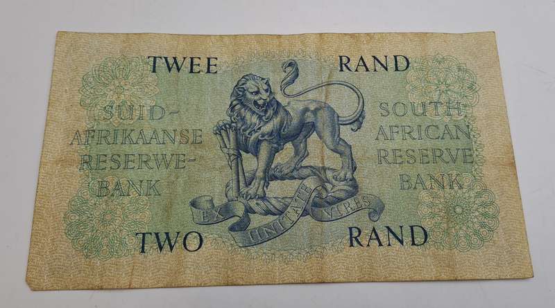 1962 South Africa  2 Rand Note Afrikaans -English -G Rissik