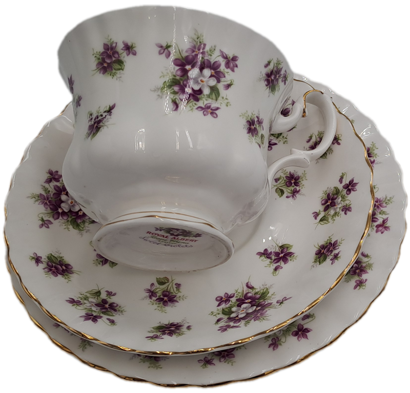 Vintage Royal Albert SWEET VIOLETS Tea Trio Bone China (12 Available) Excellent Condition