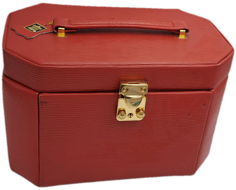 Portable Genuine Leather Jewelry box with Key -3 Draws