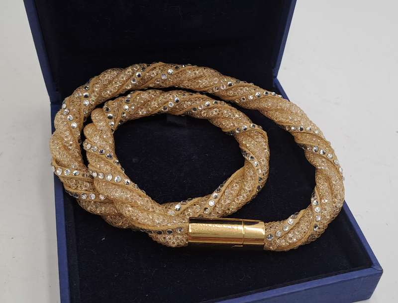 Swarovski Stardust Deluxe Golden Crystal Double Wrap Bracelet Boxed