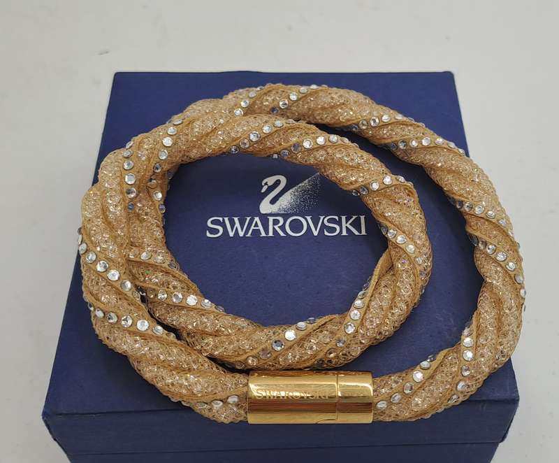 Swarovski Stardust Deluxe Golden Crystal Double Wrap Bracelet Boxed